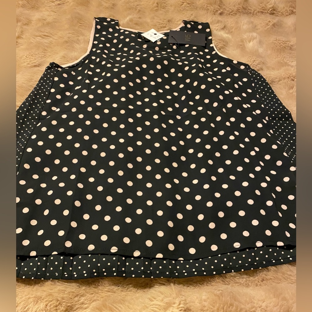 W5 Blouse Black w/ white polka dots BNWT
